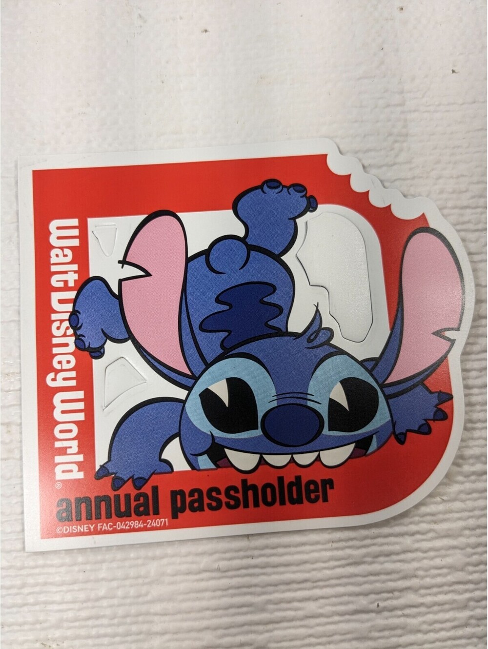 Walt Disney World Annual Passholder Stitch Magnet Official 2024 AP red border